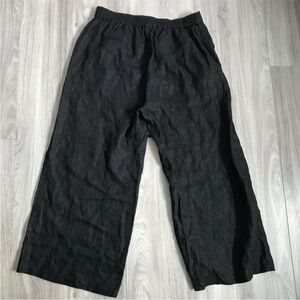 WOMENS 100% LINEN PANTS BLACK WIDE LEG RESIRT COASTAL ELITE XL